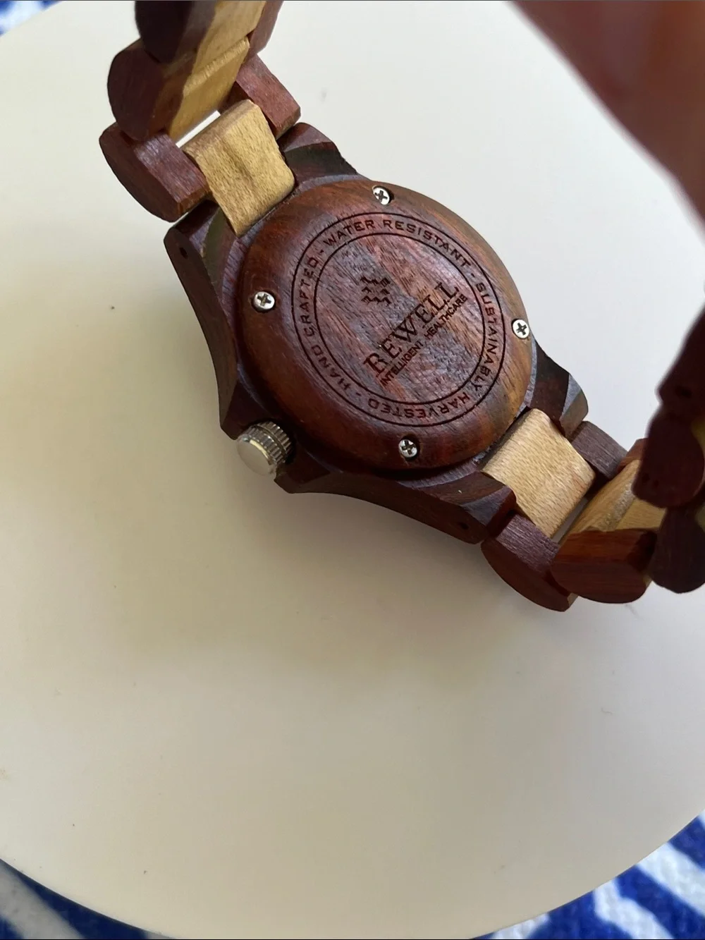 BEWELL Wooden Watch in Two-Tone Brown and Light Wood New Battery